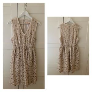 Anthropologie Madchen Cream and Gold Dress